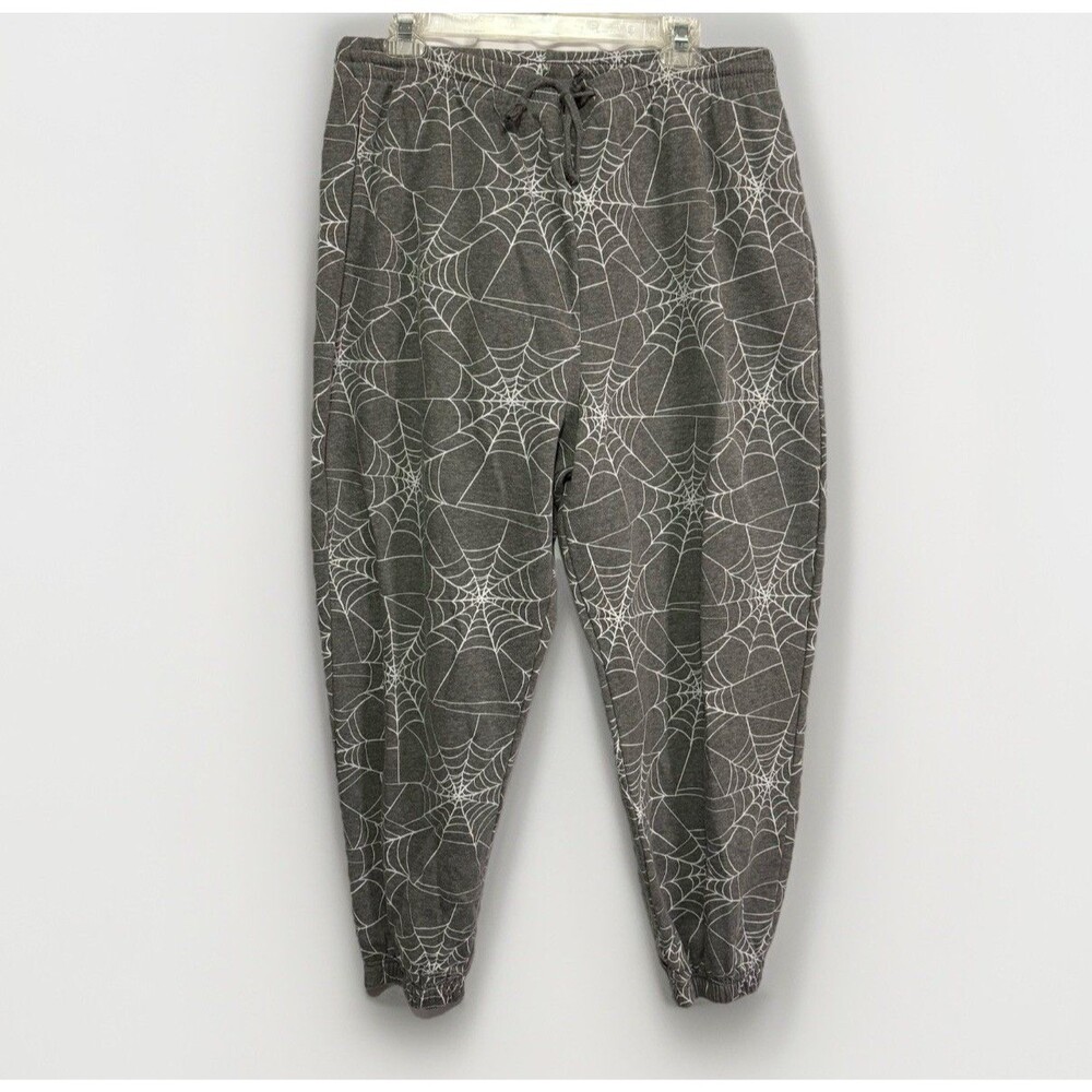 Doe Women's Spiderweb Print Graphic Sweatpants Charcoal Gray Size XL